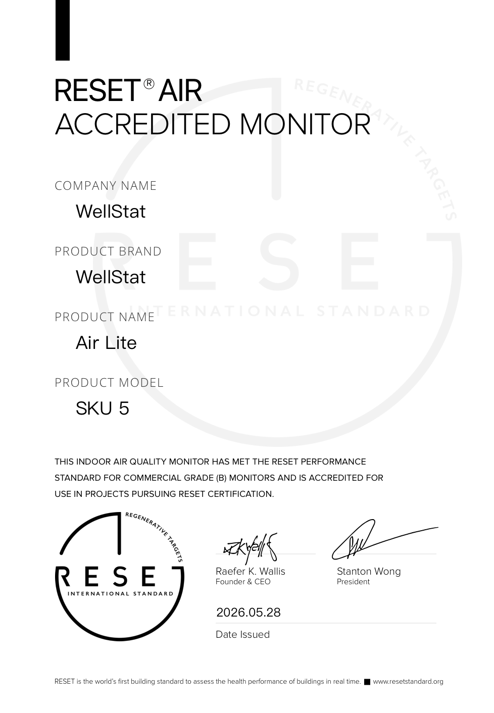 RESET_certificate_WellStat_Air Lite
